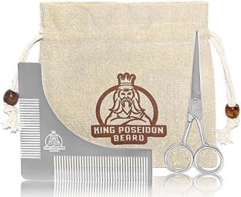 KP 4.9'' Beard & Mustache Scissors With Comb Beard Shaping Tool, Equipped With Sharp Blades For Precise Cut And Beard Shaper Template, Premium Grooming Kit For Men