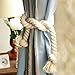 BTSKY 4 Pieces Cotton Curtain Rope Tiebacks-Handmade Window Curtain Decorative Holdbacks Vintage Style Drapery Tieback (Beige)