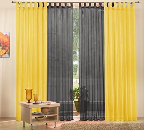 Gardinen Set 2 X Schlaufenschal Voile Transparent 245x140 Gelb