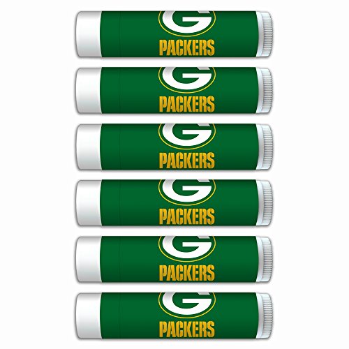 NFL Green Bay Packers Premium Lip Balm 6-Pack Featuring SPF 15, Beeswax, Coconut Oil, Aloe Vera, Vitamin E. NFL Gifts for Men and Women, Mother's Day, Fathers Day, Easter, Stocking Stuffers