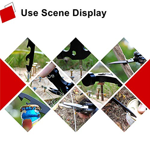 Hyperspace Multifunctional Hammer Multitool Pliers Set with Nail Puller Multipurpose Combination Tool for Camping, Hiking, Household and Emergency Escape Tools (Black & Red) - Thumbnail 7