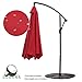 COBANA 10' Offset Hanging Patio Umbrella Freestanding Outdoor Parasol Adjustable Umbrella, 250g/sqm Polyester, Red