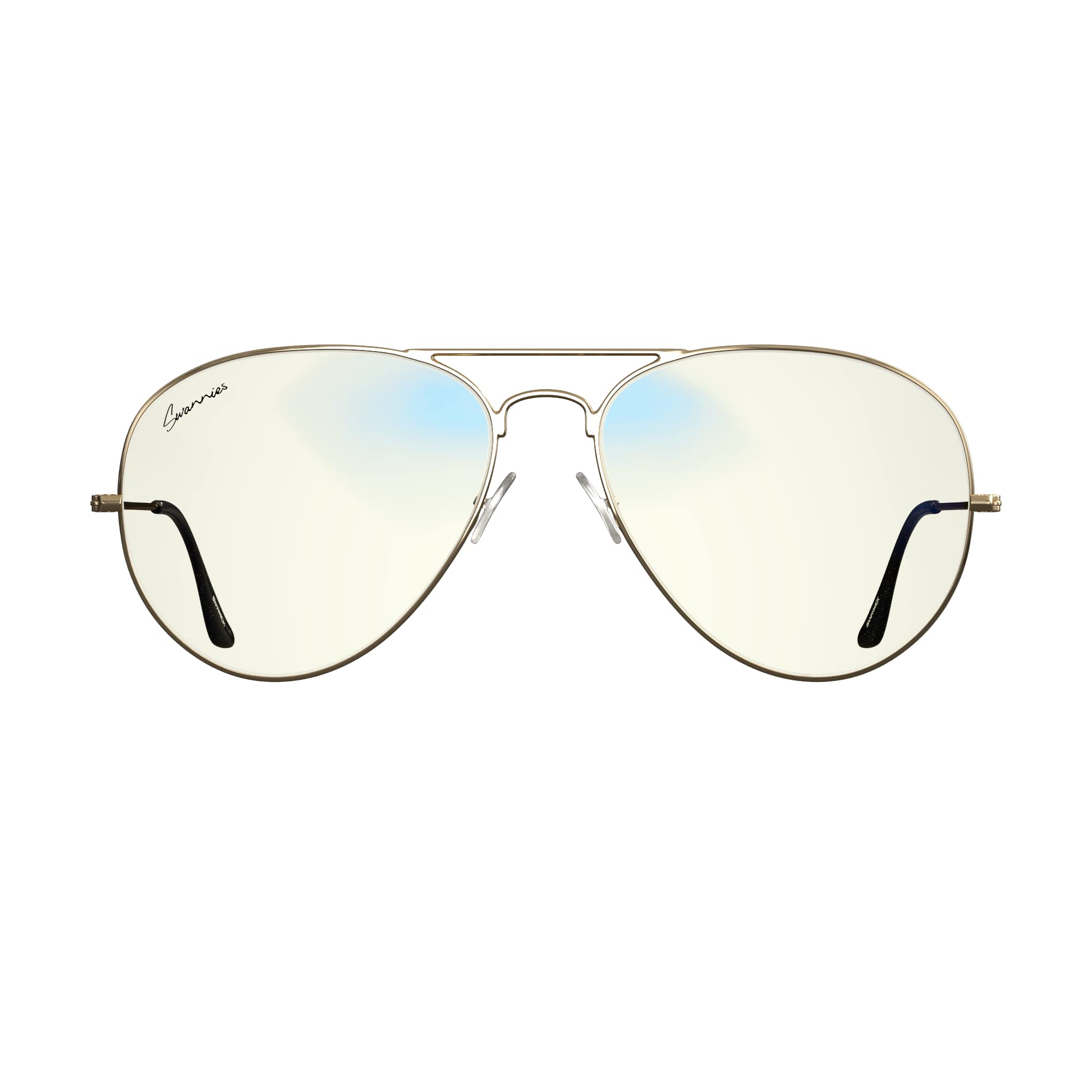 Swanwick: Aviator Day Swannies - Premium Blue Light Blocking Glasses - Regular - Virtually Clear Lens to Block Harmful Blue Light from Gaming PC, Laptop and Smartphone - Digital Eye Strain Protection