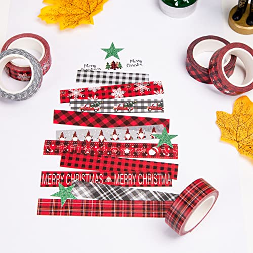 Shindel Christmas Washi Tape, 12 Rolls x 33Ft Decorative Washi Tapes Masking Washi Tapes for Decorating Xmas Winter Gift Wrapping Scrapbooks DIY Crafts