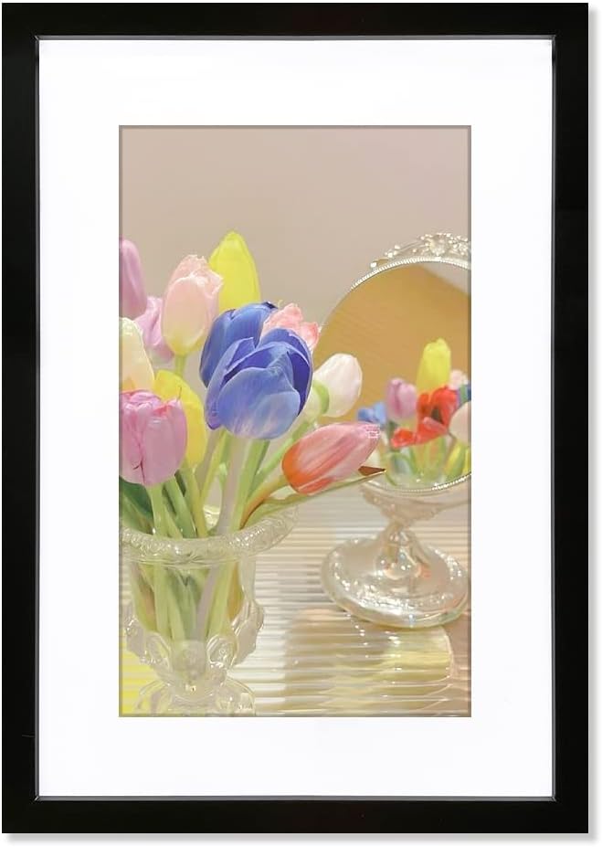 Photo Albums, Frames & Accessories - ALLUCKYAN 14x22 Black Picture Frame Mat for 12x18 Photo Wall Mounting Poster Frame-1pcs