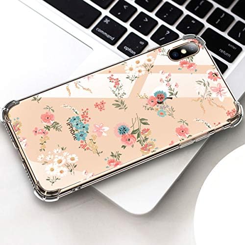 GLBYDLO Compatible with iPhone Xs/iPhone X, Flower Floral Pattern Clear Design Transparent Shock Absorbent Protective Case Cover for iPhone X/iPhone Xs(B)