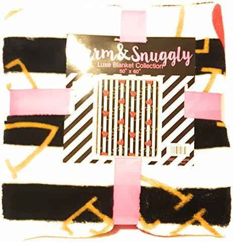 Valentine's Day Plush Throw Blanket Black and Pink