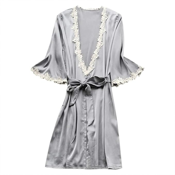 Womens Elegant Silk Satin Sleepwear Kimono Robe Pajamas