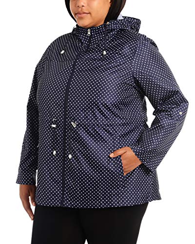 Details Women's Plus Size Packable Anorak Jacket, Ink Blue/White, 2X