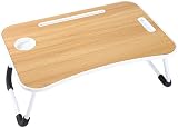 Vivo Technologies Foldable Laptop Table Walnut with Cup Holder Bed Tray Desk view 2