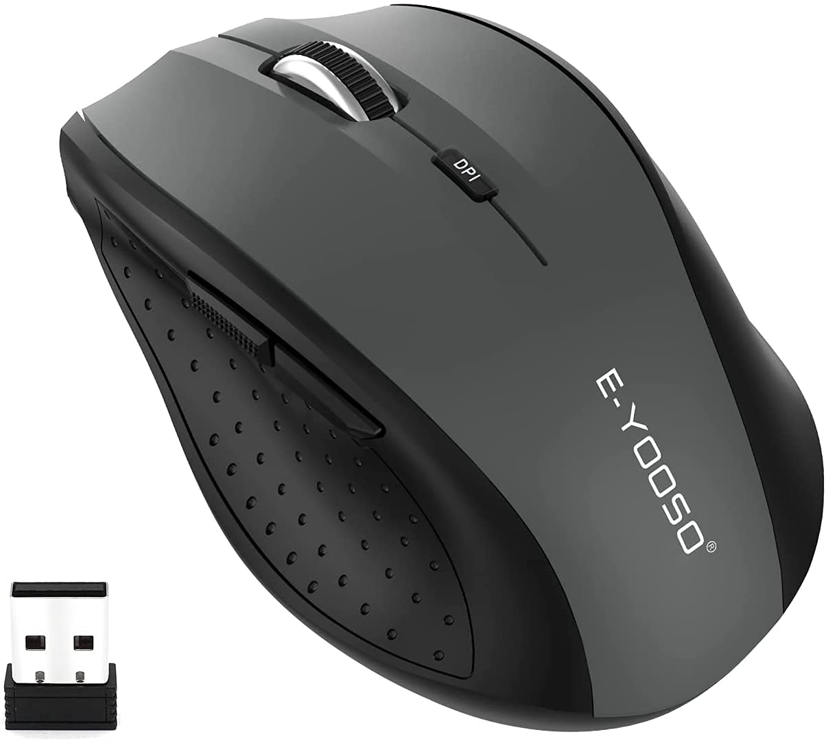 Photo 1 of E-YOOSO Wireless Mouse for Laptop, Portable Optical Computer Mouse, 6 Buttons, Cordless 2.4GHz with USB Receiver, 5-Level 4800 DPI, 18 Months Battery Life for PC Chromebook Windows Mac