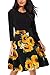 Giotto Women’s Casual Flare Floral Contrast A-Line Evening Party Midi Dress