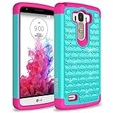 LG G Stylo Case, RANZ® Hot Pink/Teal Spot Diamond Studded Bling Crystal Rhinestone Dual Layer Hybrid Cover Silicone Rubber Skin Hard Case For LG G Stylo (LS770)