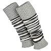 Piarini 1 paar gestreepte manchetten dames – warme beenwarmers in gebreid – wol in grijs-wit zwart-wit One-Size