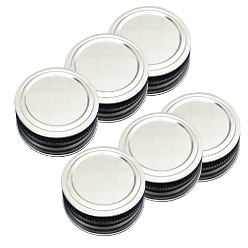 Click Here to See More Images ThinkChances Rust Resistant Stainless Steel Regular Mouth Storage Lids Mason Jar Caps with Reusable Silicone Seals for Transform Mason Ball Canning Jars (6 Pack, Regular Mouth)