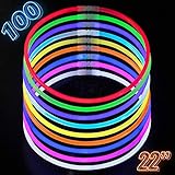 CoBeeGlow Glow Necklaces Bulk Party Supplies - Glow Necklaces 22 inch Bulk 100 - Extra Bright Glow in The Dark Necklaces - Strong and Durable - 9 Vibrant Neon Colors - Stuffers for Kids - Mix