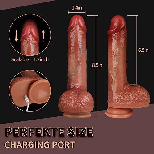 Thrusting Dildo Vibrator for Women with 3 Thrusting Modes 9.5 inch Heating Dildo & Rotation 5 Vibration, Lifelike Realistic Vibrating Dildo G Spot Vibrator Sex Toys with Strong Suction Cup