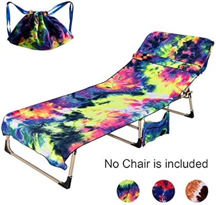 Amazon Com Aksipo Lounge Chair Cover Portable Microfiber Chaise Lounge Towel Cover With Side Storage Pockets No Sliding Beach Chair Cover For Pool Hotel Garden Sunbathing Cruise Vacation Tie Dye Blue Home Kitchen