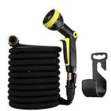 50ft Garden Hose - Expandable Water Hose with 9 Function Spray Nozzle, Triple Latex Core, 3/4