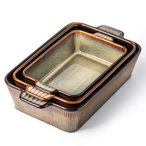 TheTerra Casserole Dishes for Oven, Ceramic Baking Dish Set of 3 |