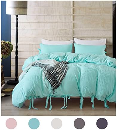 Moreover 2 Pieces Turquoise Bedding Aqua Blue Duvet Cover Set Bowknot Design Turquoise Blue Bedding Set Twin One Bowknot Duvet Cover One Bow Tie Pillowcase (Twin, Turquoise Blue)