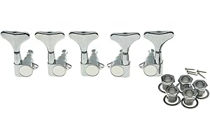 KAISH Chrome 2+3 Sealed Bass Tuners 2L3R Tuning Keys Pegs 5 String Bass Guitar Machine Heads