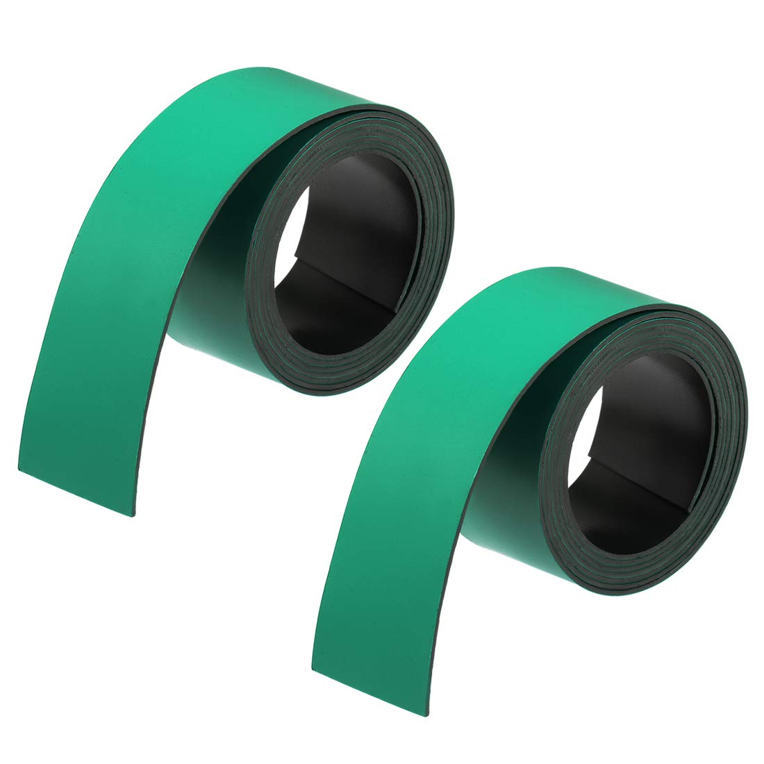 sourcing map 2 Pcs Dry Erase Magnetic Strip 1 Inch x 3.3 Feet Magnetical Sheet Labels Stickers Writable Green For Whiteboards Refrigerator and Crafts