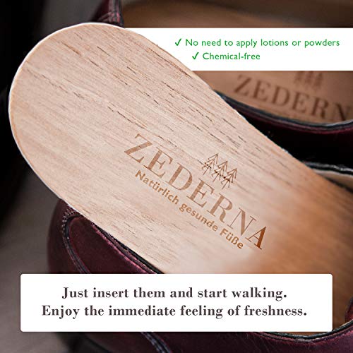 ZEDERNA Cedar Wood Shoe Insoles: Natural solution for sweaty feet, foot odor, athlete's foot (Pack of 3), US Women 6/ US Men 4.5/ EU 36 - Thumbnail 3