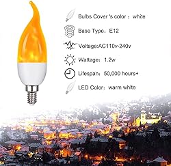 OHLGT E12 Flame Bulbs 2 Pack, 3 Mode LED Candelabra