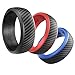 Silicone Wedding Ring for Men and Women - 3 Pack Comfortable Fit, Skin Safe, Non-toxic, Antibacterial Rubber Wedding Ring by Ikonfitness - Black, Blue, Red - Come with a Metal Box