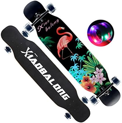Skateboard Longboard Double Up Scooter Black Flamingo Adult Boys Girls Street Dance Board Four Wheels Scooters (Color : Black)