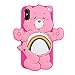 Artbling Case for iPhone X XS 10,Silicone 3D Cartoon Animal Cover,Kids Girls Cute Cases,Kawaii Soft Gel Rubber Unique Fun Cool Character Protective Protector+Finger Ring for iPhoneX/XS (Rainbow Bear)