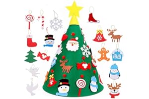 JIALITFUN Kids Felt Christmas Tree Kit, Home Xmas Party Decoration Gifts Felt Craft Kits with Handmade Ornaments DIY Felt Christmas Tree for Babies, Kids and Toddlers