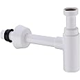 RANDOM Snappy Round Bottle Trap，ABS Plastic Basin Sink Waste Drain P-TRAP Kit, Gray. (White)