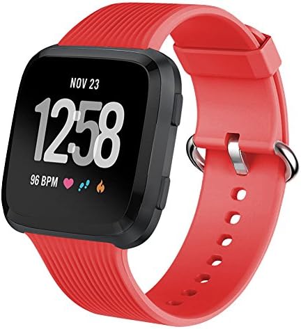 DEKER for Fitbit Versa Bands Sport Women Men, Soft Silicone Watch Wrist Band Replacement Strap with Classic Metal Buckle for Fitbit Versa Smart Watch 10 Colors