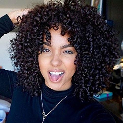 Synthetic Afro Curly Hair Wigs for Black Woman Short Kinky Hair Jet Black Heat Resistance Fiber 14"
