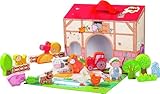 HABA On the Farm Large Portable Take Along Play Set with 22 Wooden Pieces (Made in Germany)