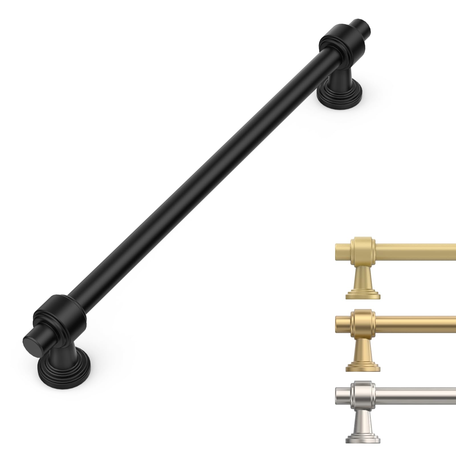 Photo 1 of 9BUILD 10 Pack 7.5 Inch Matte Black Cabinet Handles Kitchen Black Cabinets Pulls Zinc Alloy Cupboard Handle Drawer Pull for Kitchen Hardware
