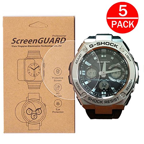 [5-Pack] For Casio GST-S110 Watch Screen Protector, Full Coverage Screen Protector for Casio GST-S110/GST-S110D/GST-S110-1ACR/GST-S110d-1acr Watch HD Clear Anti-Bubble and Anti-Scratch