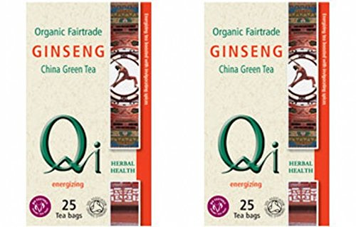 (2 Pack) - Qi - Organic Green Tea & Ginseng | 25 Bag | 2 PACK BUNDLE