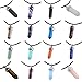 Gemstone Hexagonal Pointed Reiki Chakra Pendant Genuine Leather Necklace 18