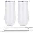 Lifecapido 2 Pack Insulated Champagne Tumblers, 12oz Stemless Champagne Flutes, Stainless Steel Champagne Flute Tumblers, Insulated Champagne Glass for Birthday Party Wedding Christmas (White)