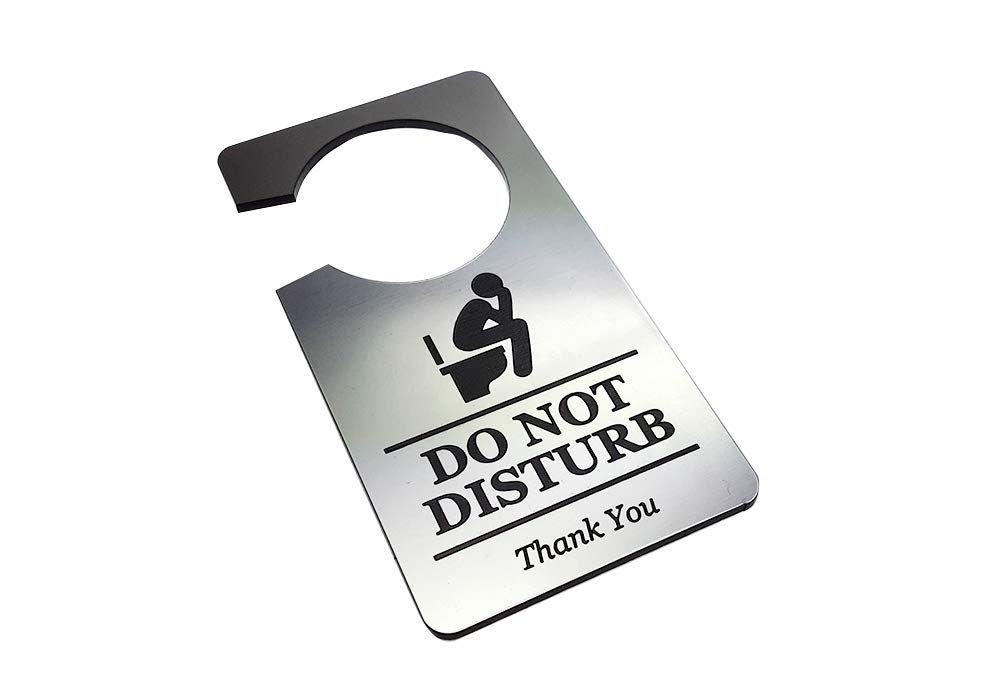 On Loo Toilet Do Not Disturb Room Door Hanger Sign Silver Acrylic - for parents, family, children, novelty gift, corporate, hospitality