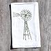 Dish Tea Towel Hand Screen Printed Olive Green Windmill Flour Sack Cotton