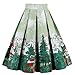 Dressever Women's Vintage A-line Printed Pleated Flared Midi Skirts Christmas Trees X Large