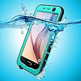 Galaxy S6 Waterproof Case, iThrough Waterproof, Dust Snow Shock Proof Case with Touched Transparent Screen Protector, Heavy Duty Protective Carrying Cover Case for Galaxy S6 (Blue)