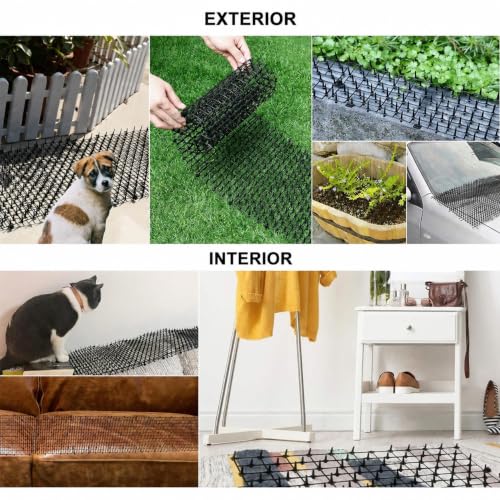 LUKANATO Tapete Repelente para Gatos 2 m x 30 cm, Alfombrilla Antigatos con Pinchos, Dispositivos Repelentes de Mascotas con 6 Clavos en U para Interiores y Exteriores