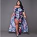 VERTTEE Maxi Women's Dress Boat Neck Short Sleeve Plus Size Print Causal Party Club Cocktail Split Women Dress XXL
