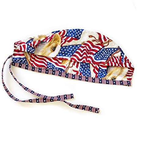 Grace N May Unisex America Bald Eagle Mens Tie Back Scrub Cap Surgical Cap