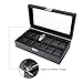 SWEETV Large Watch Case for Men - 12 Watches Slots, Faux Leather Luxury Jewelry Display Organizer Watch Box Storage w/Glass Top, Lockable Metal Buckle, Black